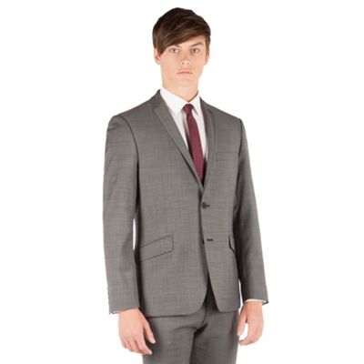 J by Jasper Conran Charcoal pindot 2 button front slim fit business suit jacket